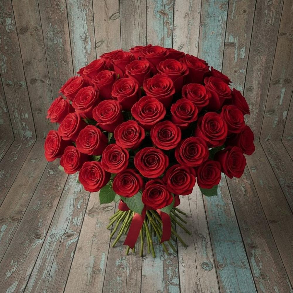 Букет 55 Красных роз Фридом в Черкесске