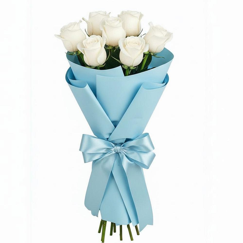 Букет 7 белых роз Проуд в Черкесске