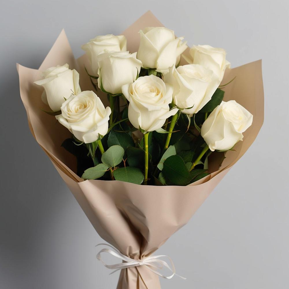 Букет 9 Белых роз Эдлесс Лав в Черкесске