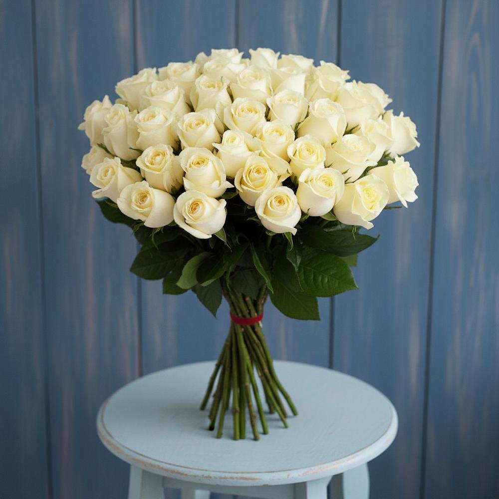 Букет 51 Белая роза Эдлесс Лав в Черкесске