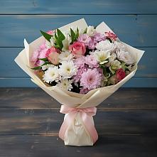 Букет цветов из:  Хризантемы, Альстромерии и Розы в Черкесске
