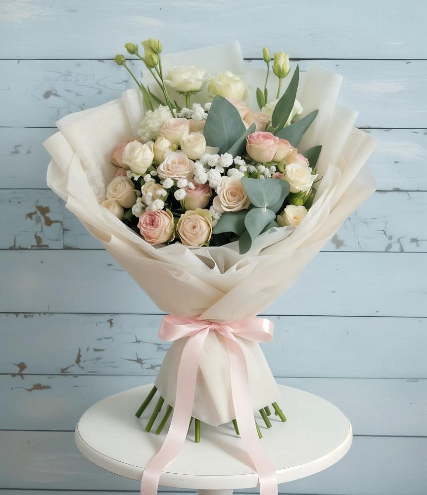 Букет цветов из: Розы и Лизиантусы в Черкесске