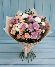Букет цветов из:  Хризантемы, Розы и Альстромерии в Черкесске