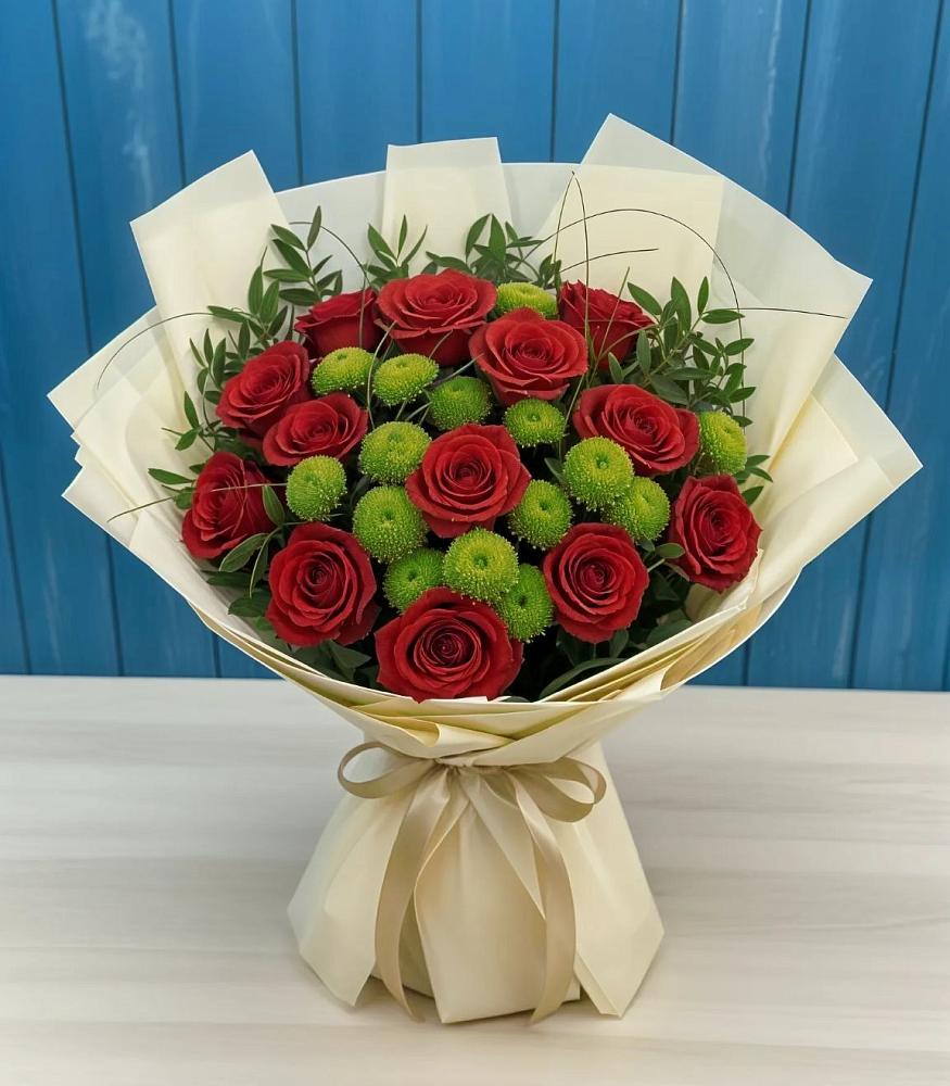 Букет цветов из: Розы и Хризантемы в Черкесске